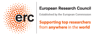 The logo of the European Research Council, the acronym erc on a circle of red dots, with the text: "Established by the European Commission. Supporting top researchers from anywhere in the world"