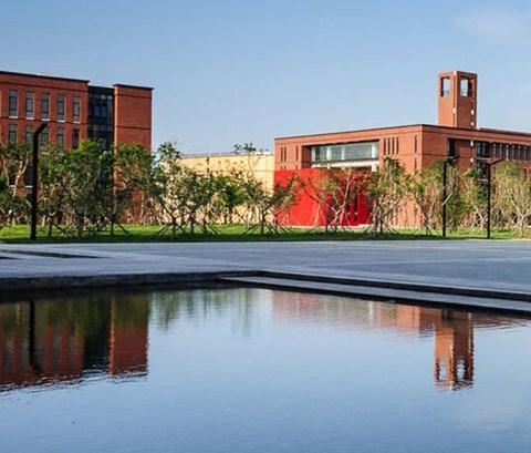 wide shot of the dalian campus in china