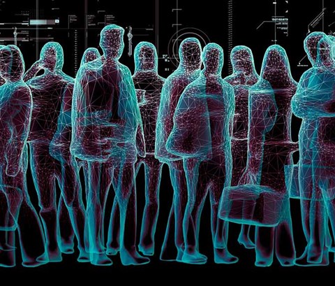 abstract image of a crowd of people through an xray scanner