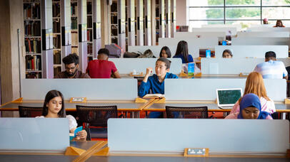 Students studying in the David Wilson Library