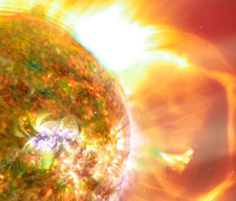 blasts of particles and magnetic field from the sun impact magnetosphere