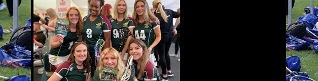 Women's rugby team posing for a photo