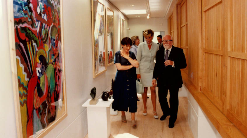Lord Richard Attenborough with Diana Princess of Wales at Attenborough Arts in 1997