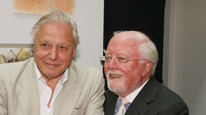 Sir David and Lord Richard Attenborough at the opening of the George Davies Centre