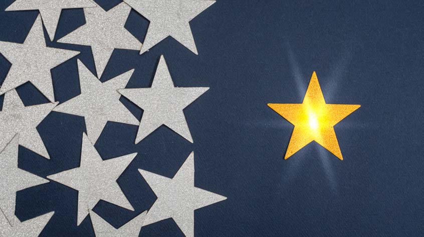 Concept of excellence, Five gold star, Gold star, The best excellent business services rating customer experience concept