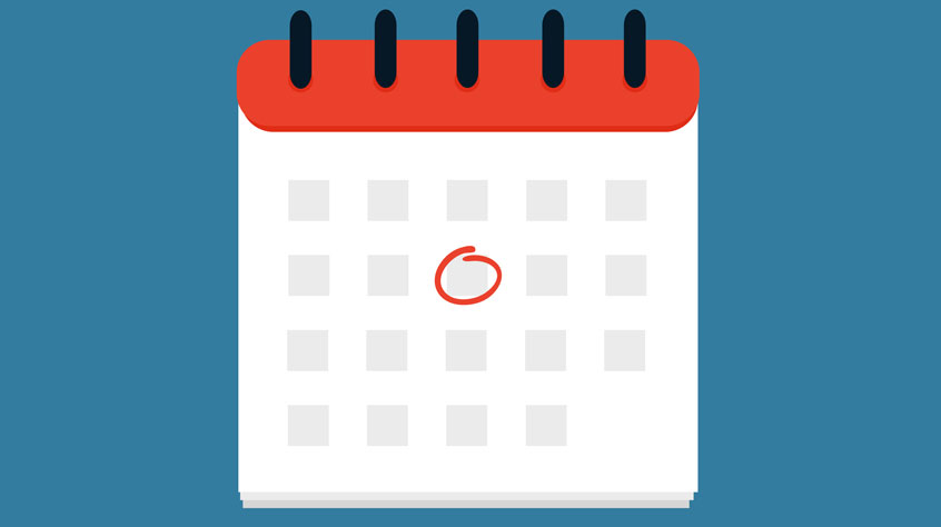 Illustration of a calendar with a date circled.
