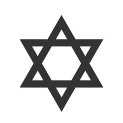 Six point star. Judaism religion icon