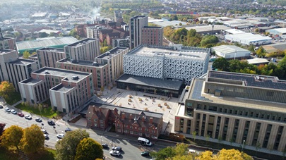 Aerial shot of the Freemen's Common campus