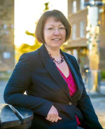 Black and white photo of Professor Liz Jones