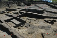View of the entrance to the base at Ebbsfleet during the 2017 excavation, showing excavated walls