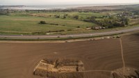 View of the excavations at Ebbsfleet in 2016 showing Pegwell Bay and the cliffs at Ramsgate.