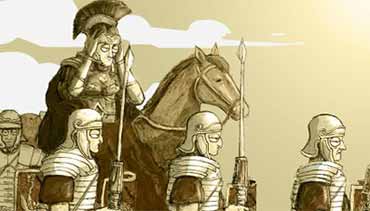 cartoon of roman soldiers