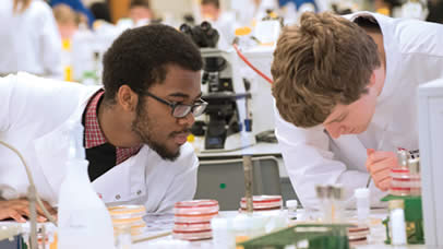 Students studying in a science lab