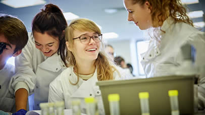 Undergraduate students in a science lab