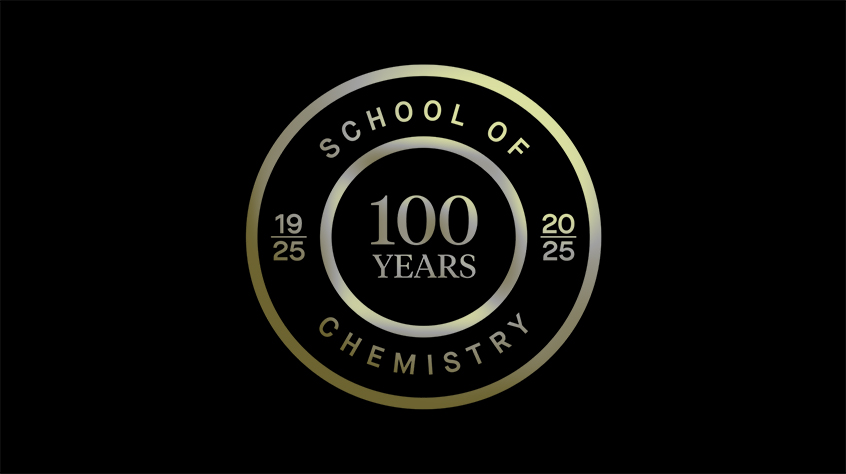 School of Chemistry centenary badge showing 100 year of chemistry graduates at Leicester 1925-2025.