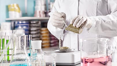 lab technician working with various substances