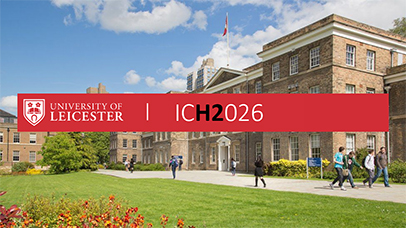 International Conference on Hydrogenase logo - ICH2026 on a red background, in front of a photograph of the Fielding Johnson building at the University of Leicester