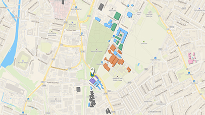 Map showing the location of the Sir Bob Burgess Building