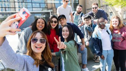 a group of students taking a photo
