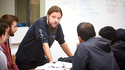 a small group of students in discussion
