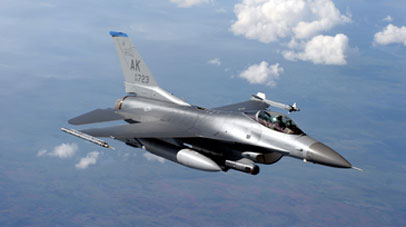 F16 aircraft in level flight