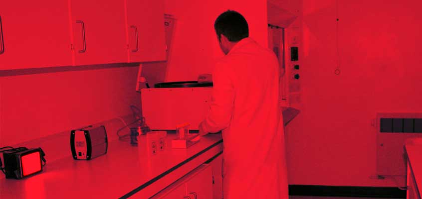 Staff member working in the Geochronology Laboratory