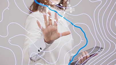 Female using GIS tech screen