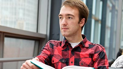 student reading alone
