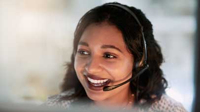 young call centre agent working in an office.