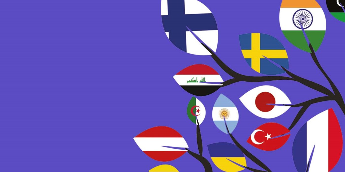 Illustration of flags on a tree