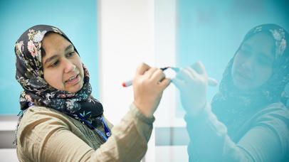 Language at Leicester Female teacher teaching