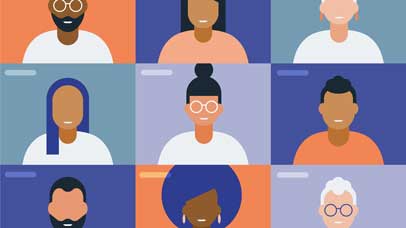 Illustration of Faces on Video Conference Call Screen