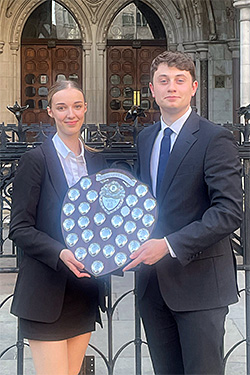 Amy Cross and Oliver Dales at the 2024 Essex Court National Moot final