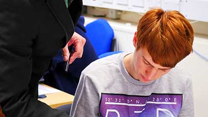 student in class