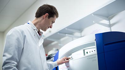 student using large equipment