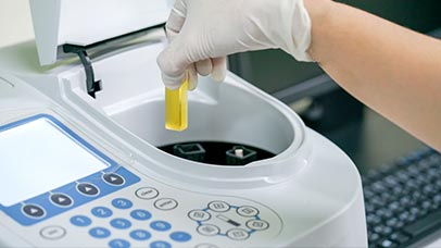 someone using a spectrometer