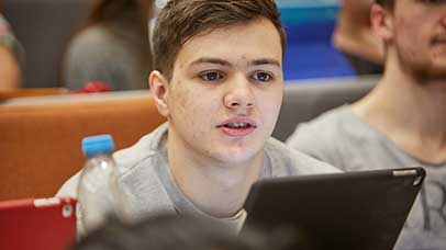 young student in class