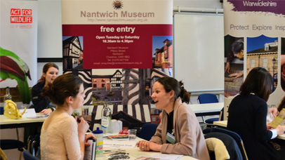 Students at a work placement fair