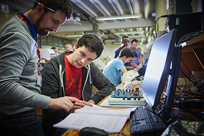 Students learning in the Physics labs