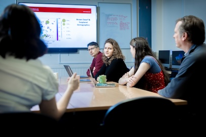 Exoplanet research students discussing their work