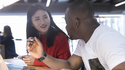 Two students in a discussion