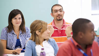 Postgraduate students in a seminar