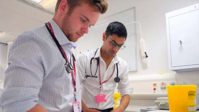 students working in a hospital envoronment