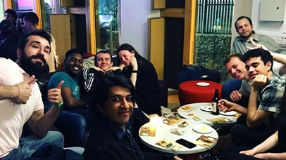 students sat together in a common room