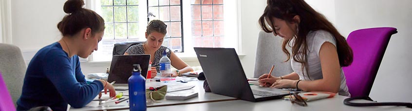 view of students using study space