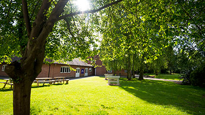 view of oadby village hub from outside