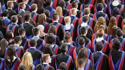 Students in graduation robes