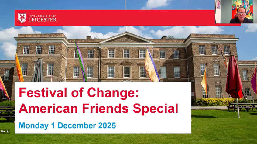 Opening slide of an online presentation which reads: Festival of Change: American Friends Special