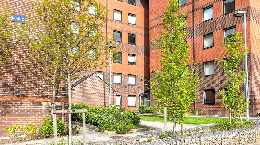 An external shot of Nixon Court student accommodation