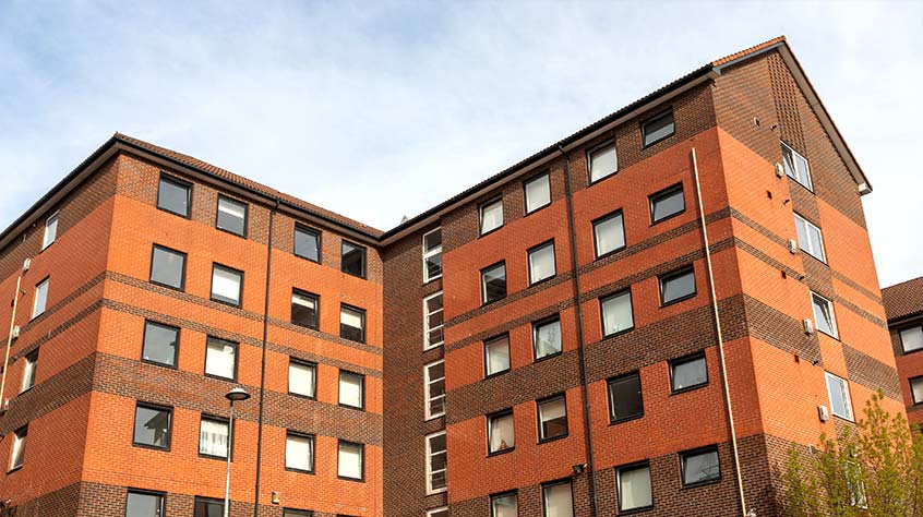 An external shot of Nixon Court student accommodation